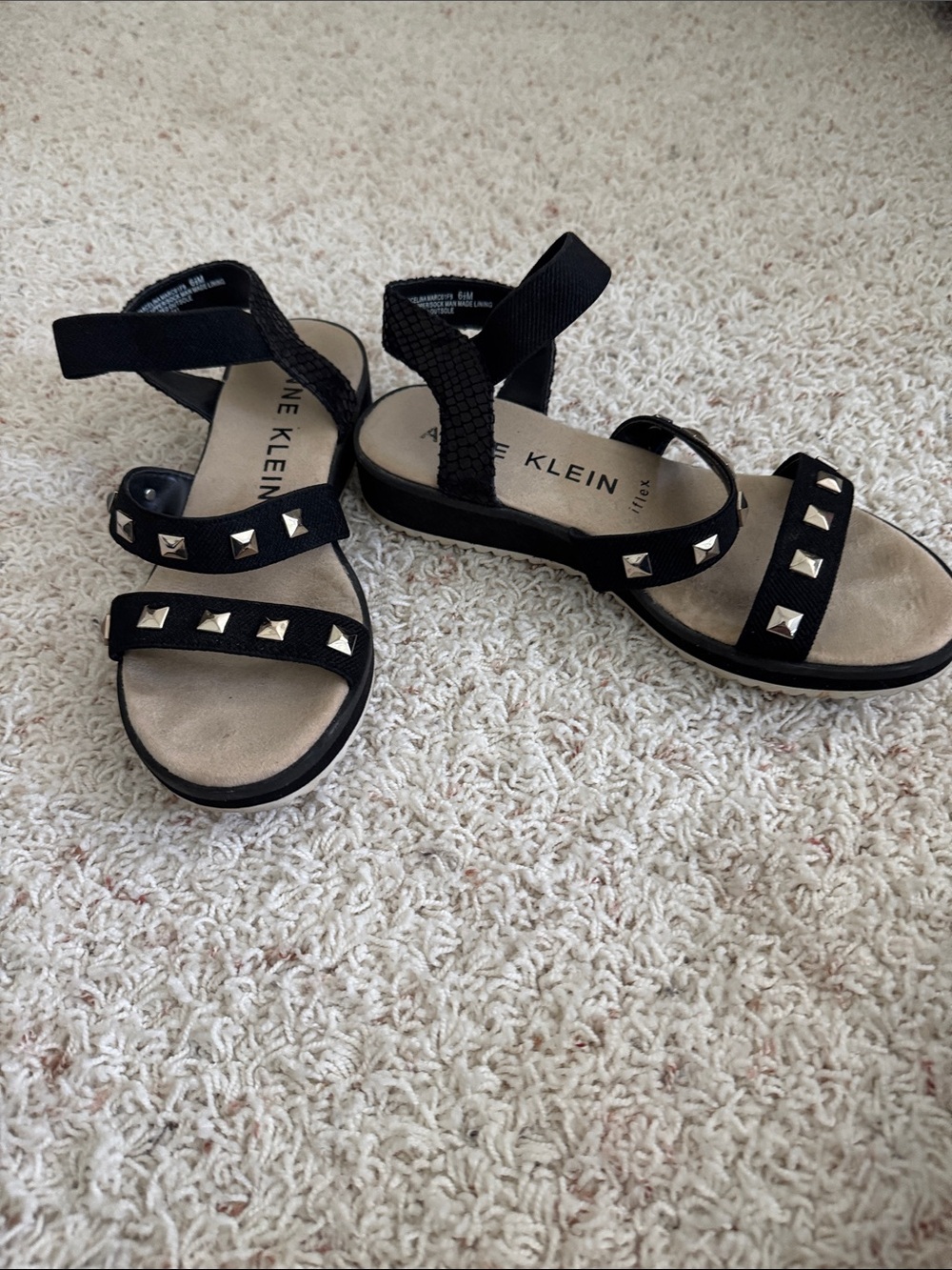 Anne Klein Kids Black Studded Strappy Sandals